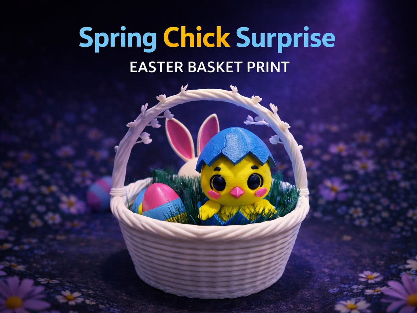 Miniatura 1 do modelo 3D Spring Chick Surprise Easter basket