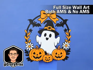 Accesorio para impresora 3D: Cute Ghost Halloween Wall Art / Sign - No AMS — vista de referencia 3
