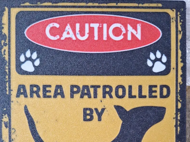 Caution, area patrolled by bull terrier