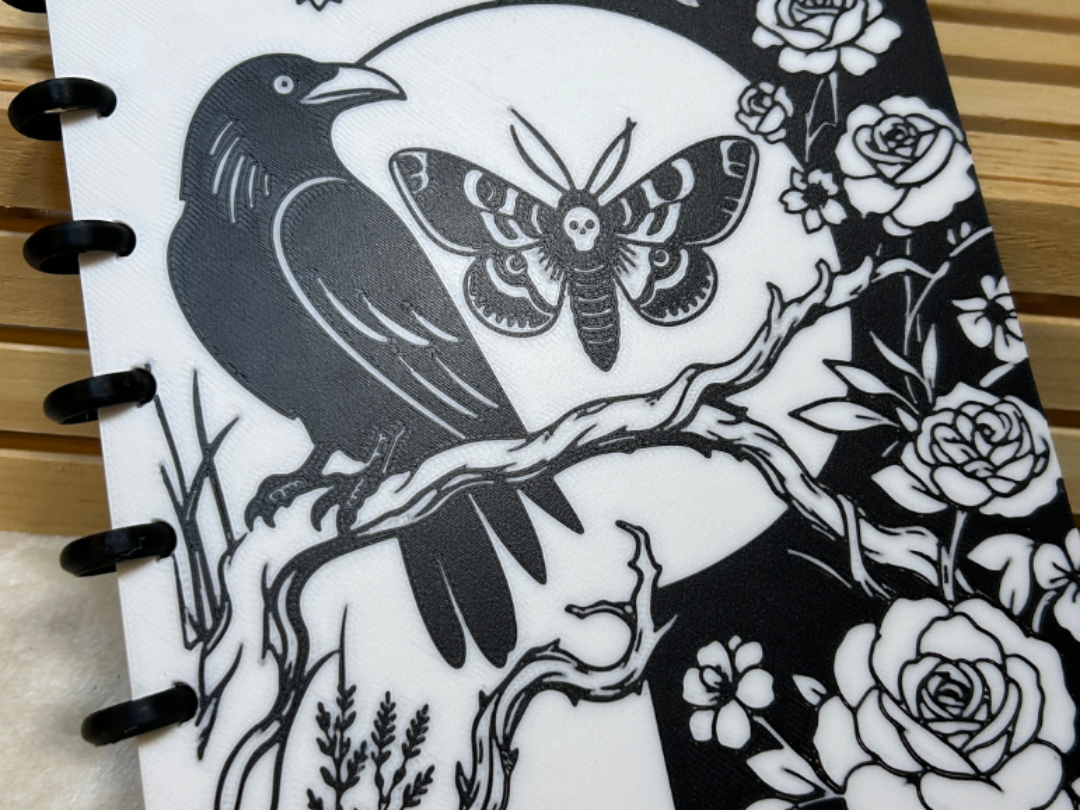 A5 Notebook Cover Raven and Moth - 1