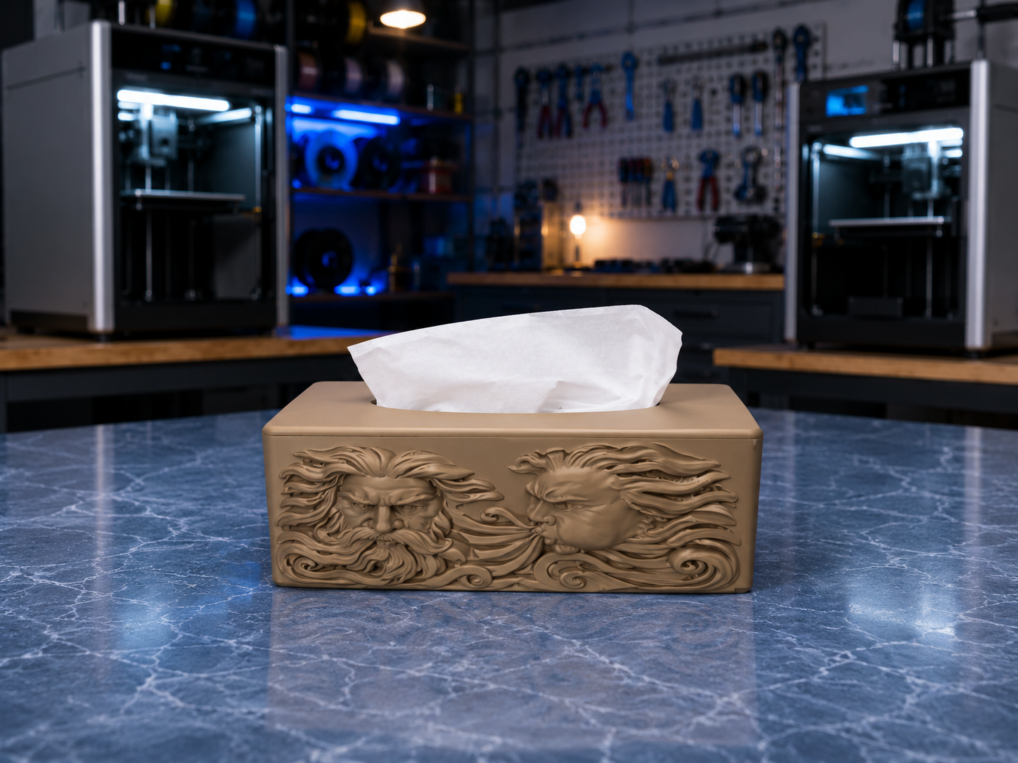Sonnenmond Taschentuchbox mit Relief