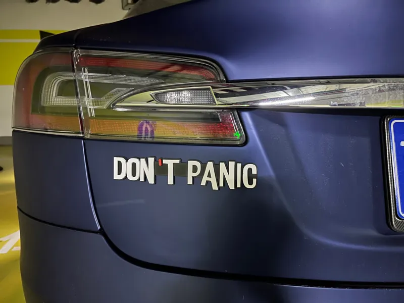 "Don't Panic" badge