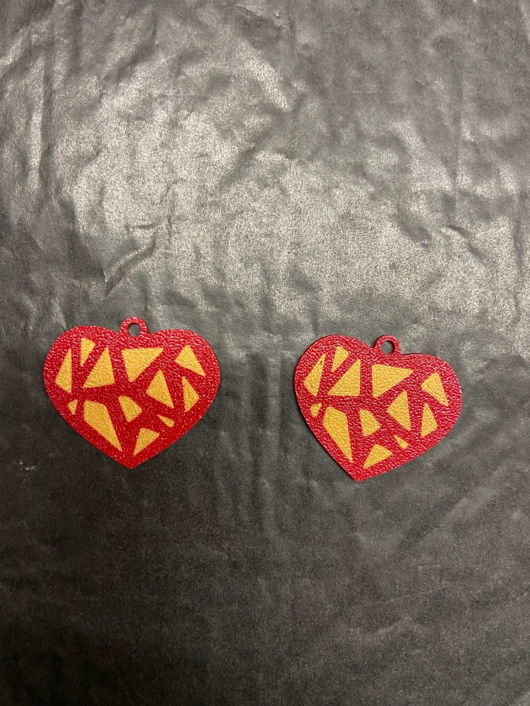 red and gold earrings view 2