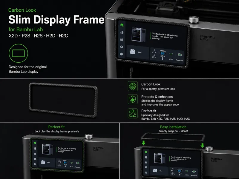 Slim Carbon Display Frame X2D P2S H2S H2D H2C