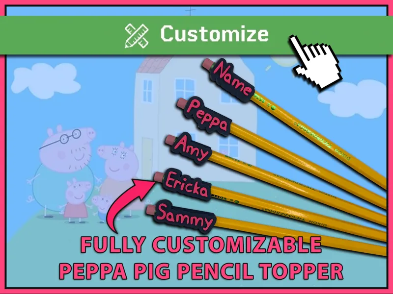 Peppa Pig Font Custom Pencil Topper Maker