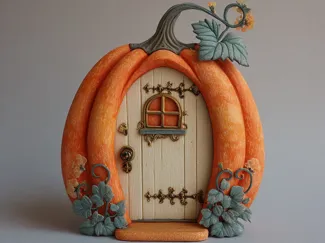 Pumpkin Fairy Door - Enchanted Autumn Gateway 