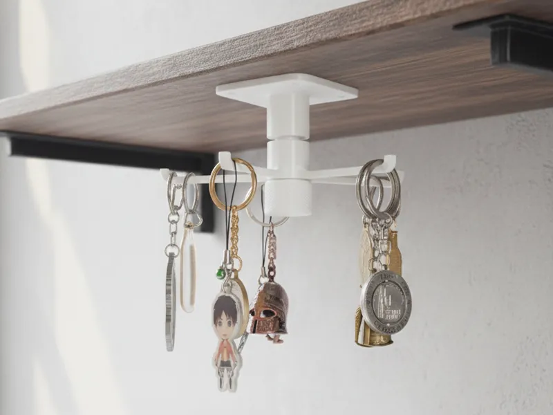 360° Rotating Undershelf Keychain Holder