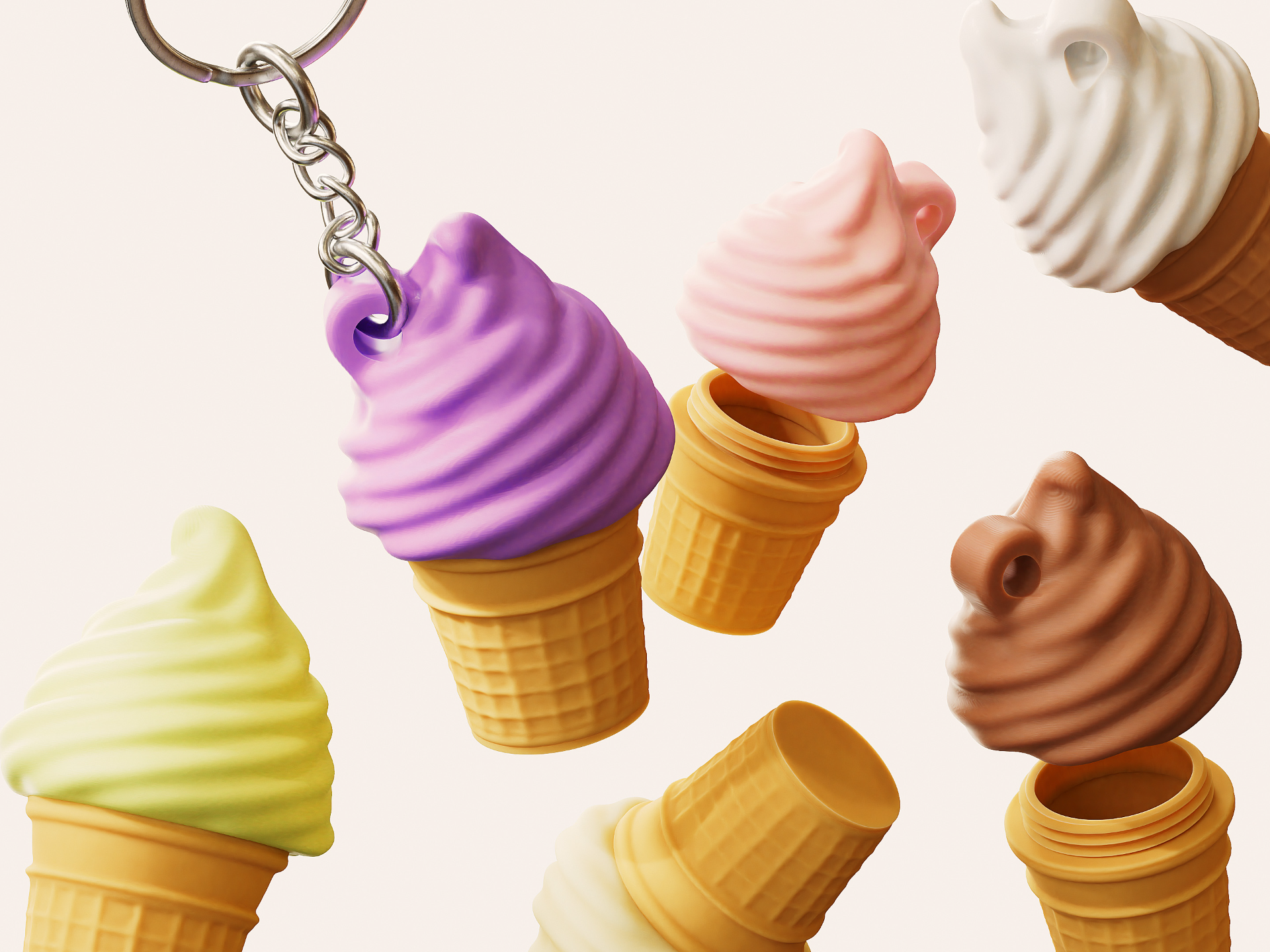 Llavero contenedor helado impreso en 3D