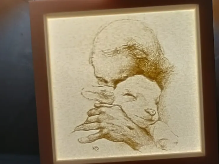 Hanging Lithophane of "Jesus and the Lamb"