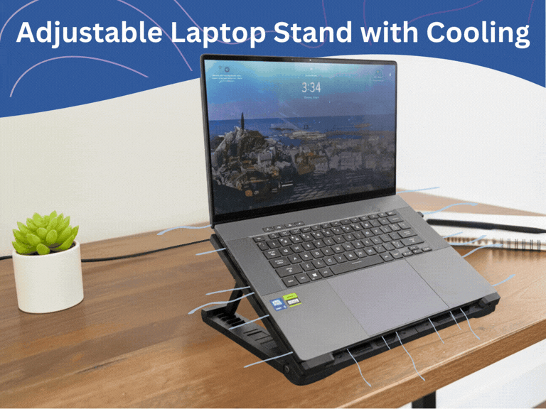 Adjustable Laptop Stand with Active Cooling