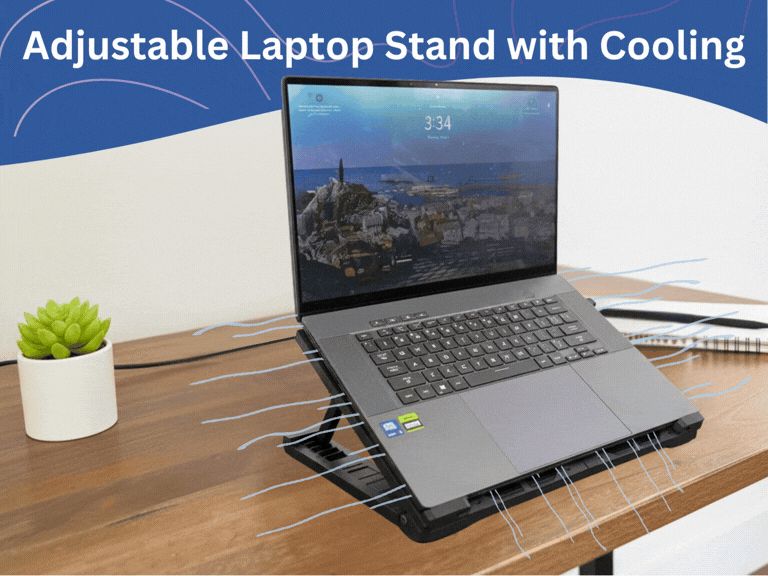 Adjustable Laptop Stand with Active Cooling