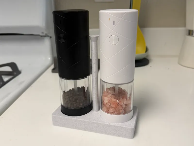 Electric salt and pepper mill grinder stand 