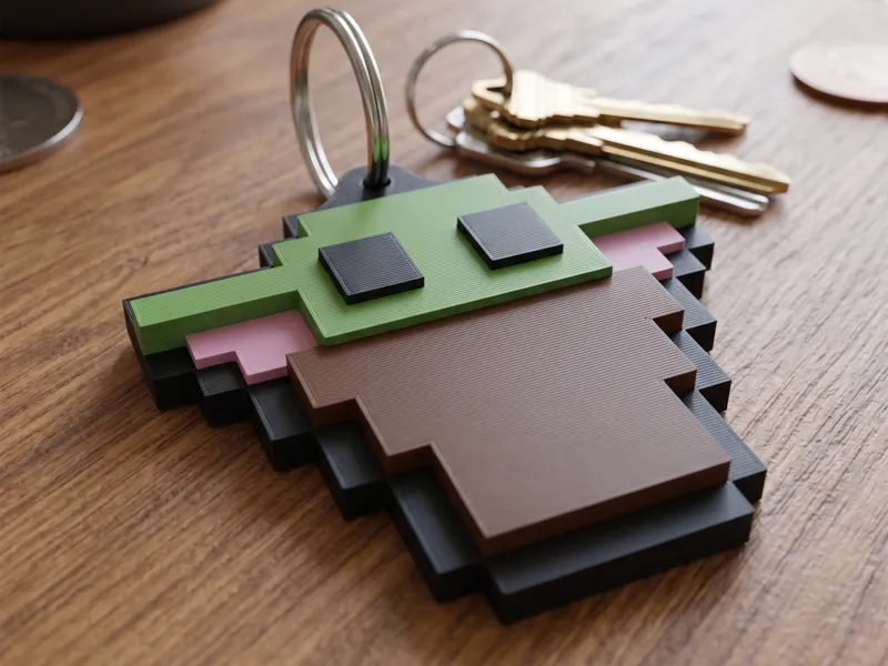 Pixel Baby Yoda Keychain