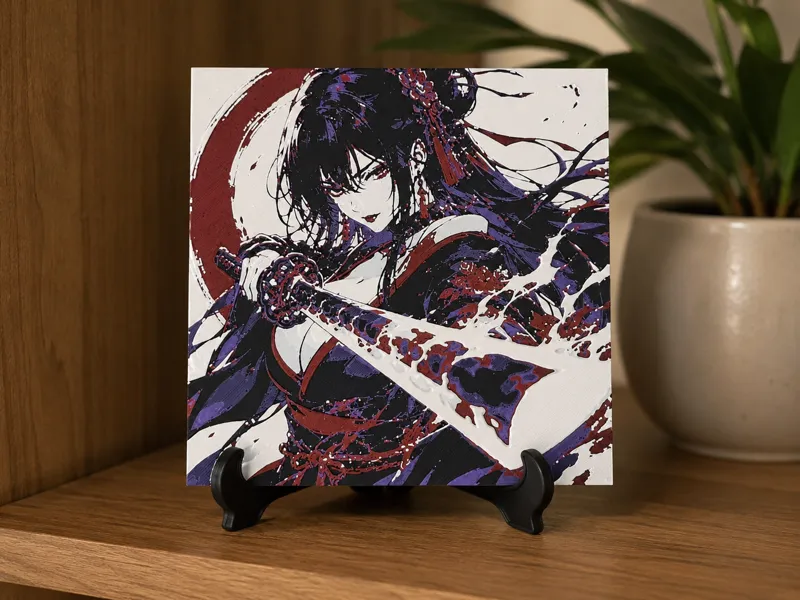 Shadow Bloom Katana – Anime HueForge Wall Art