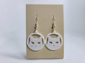 cat earring round pendant