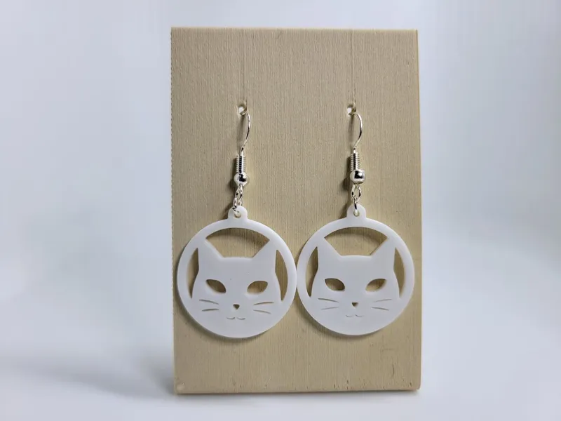 cat earring round pendant