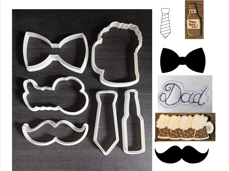 Father's Day cookie cutters (set of 6x 9cm or 6cm)