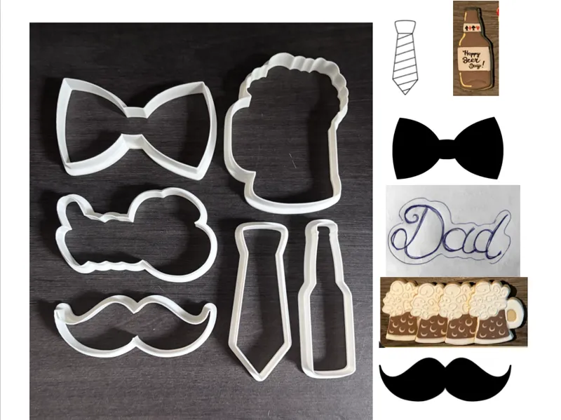 Father's Day cookie cutters (set of 6x 9cm or 6cm)