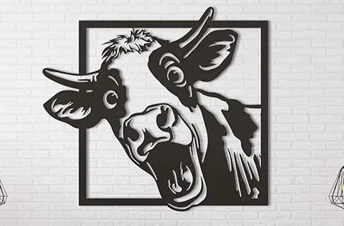 Vache heureuse - décoration murale 2D