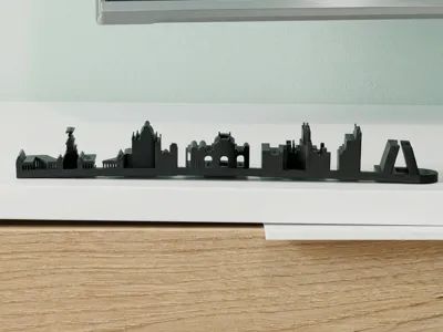 MADRID Dual Perspective Sculpture Skyline & Text 
