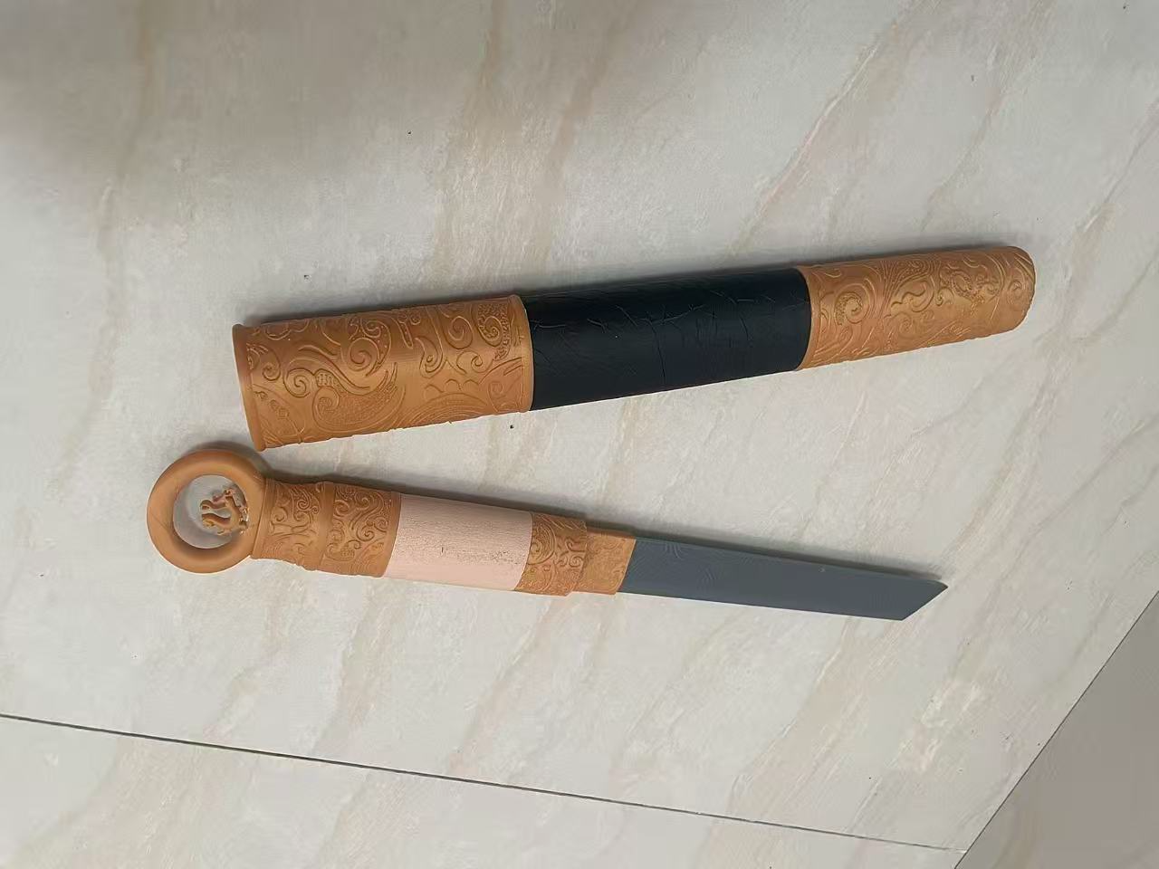 扭转大马三枚合埋鞘环首短刀