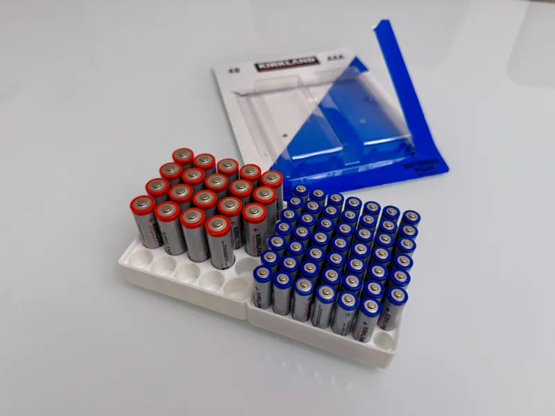 Gridfinity 2x2x3 Battery Holders for AA, AAA, both