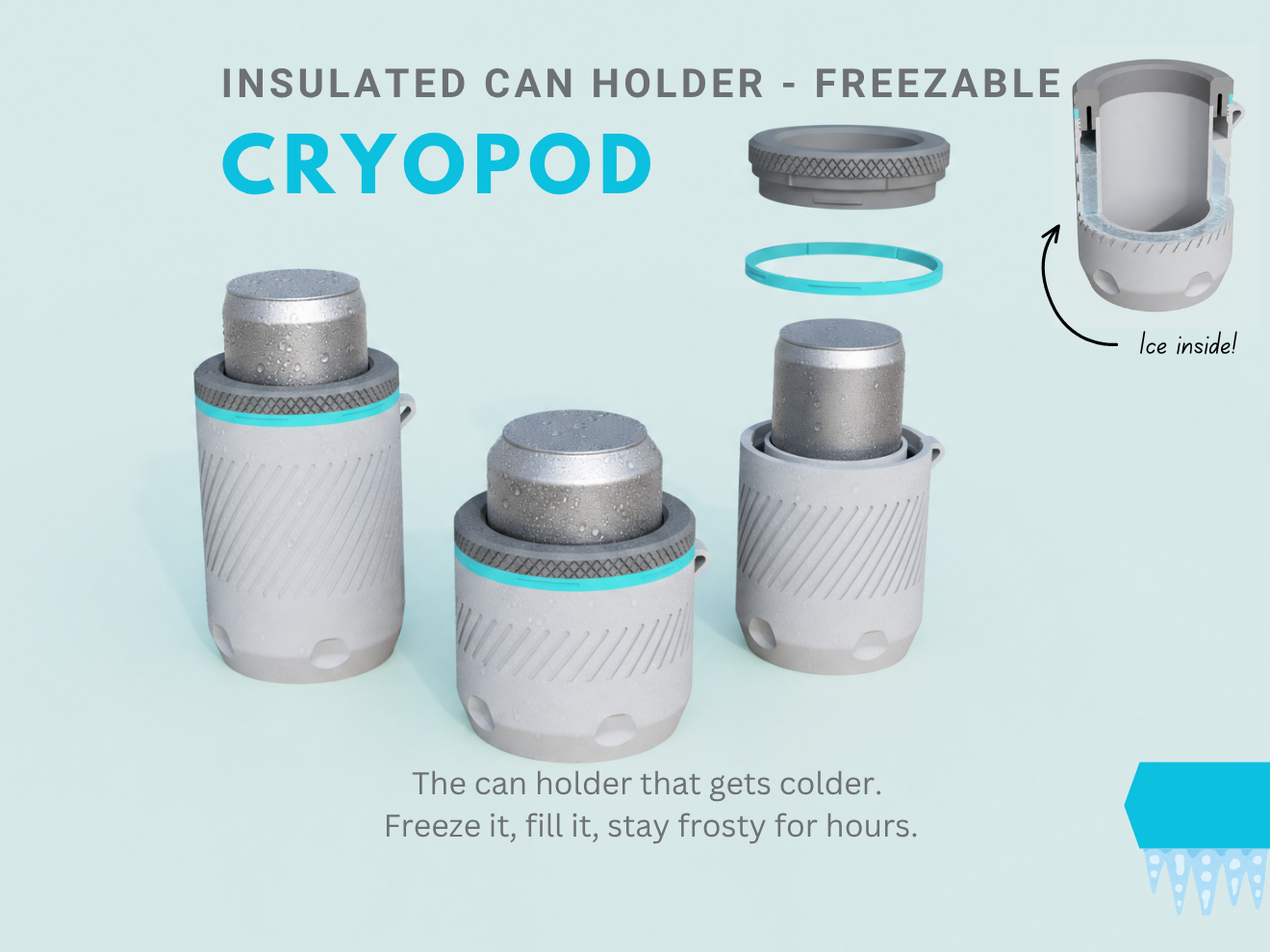 CryoPod Insulated Can Holder Freezable Parametric