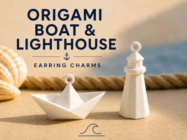 Origami Boat & Lighthouse Earring Charms