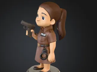 police girl with weapon