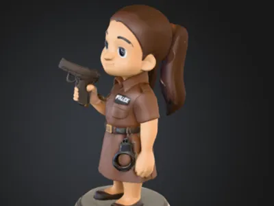 police girl with weapon
