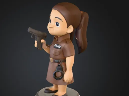 police girl with weapon