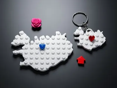 Iceland Brick magnet with movable heart