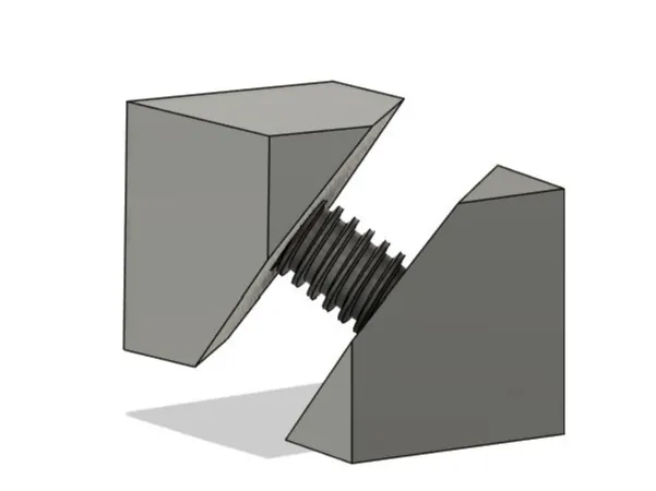 Sliced cube with screw as joint