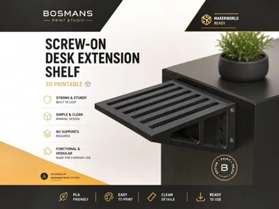 Screw-On Desk Extension Shelf | Ventilated bottem