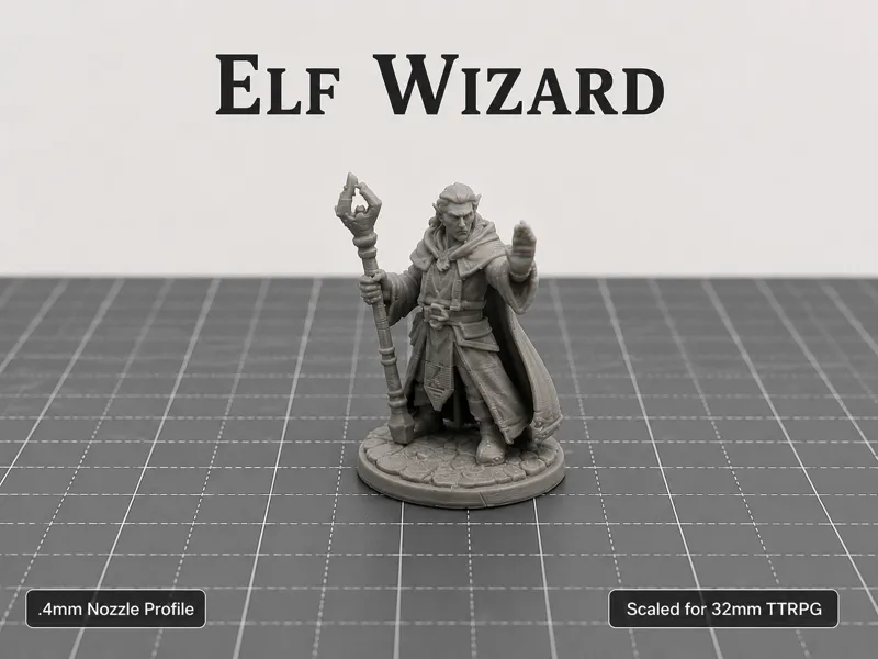 Elf Wizard - 32mm TTRPG Miniature
