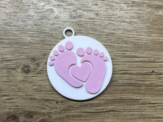 Baby Feet Footprint Heart Keychain