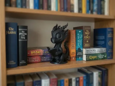 Cute Chibi Dragon Reading