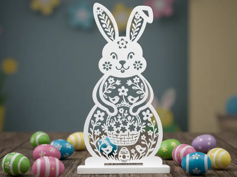 Floral Easter Bunny Silhouette