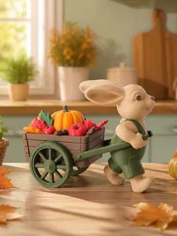 Figura decorativa: Autumn Harvest Bunny - Cute Fall Rabbit Sculpture — vista de referencia 2