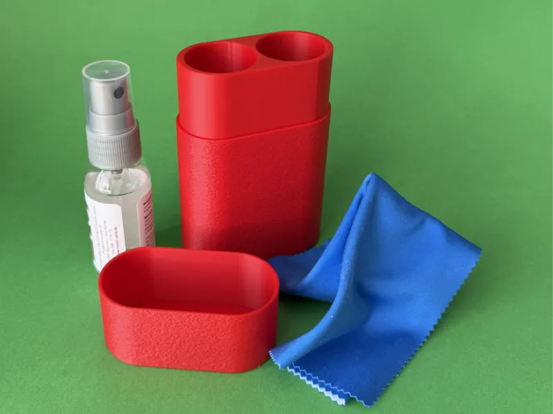 Box for eyeglass cleaning supplies