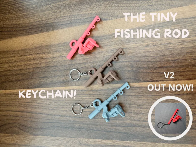 Tiny Fishing Rod Keychain