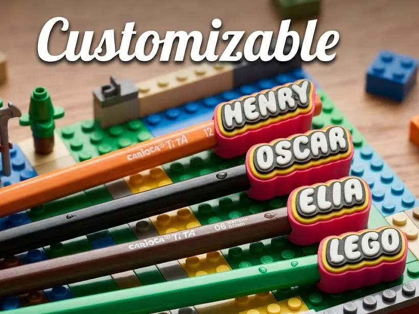 Modelo para impresión 3D: Brick Customizable Pencil toppers Le-go. Referencia del modelo original.