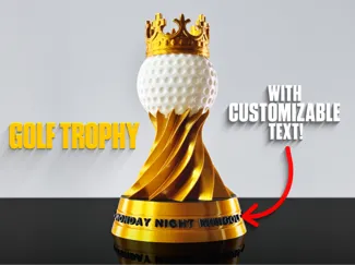 Golf Trophy with Crown - add your own text!