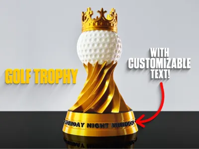 Golf Trophy with Crown - add your own text!