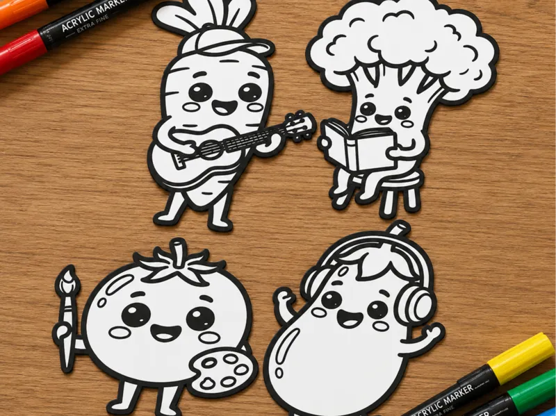 kawaii légumes coloriage