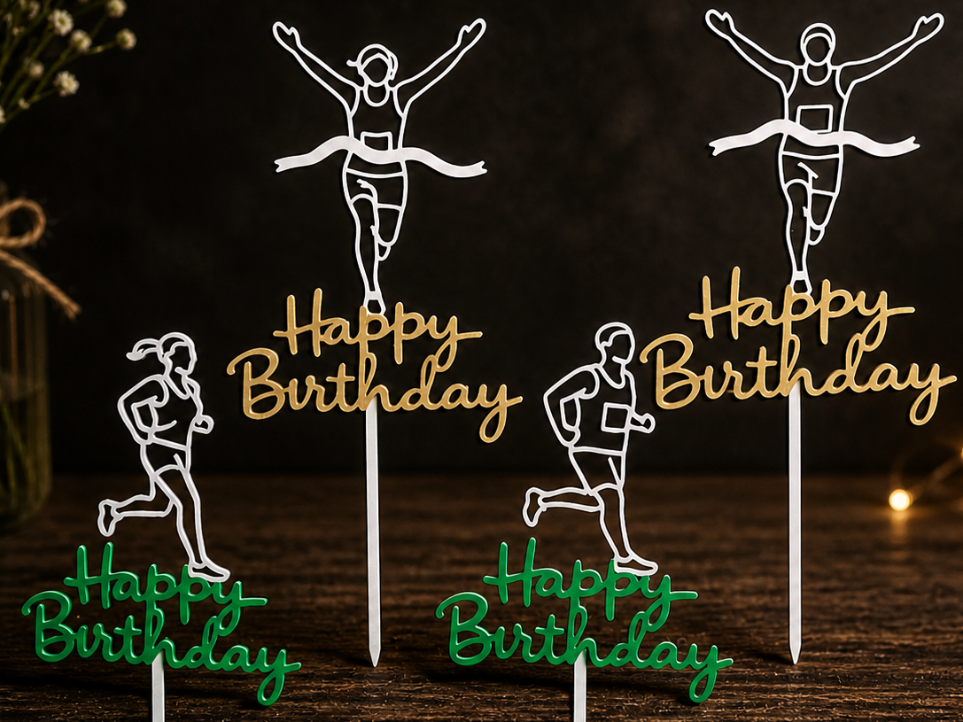 Runner  Toppers – Happy Birthday 4pcs