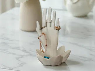 Hand-Shaped Jewelry Stand/Display with Lotus Bowl