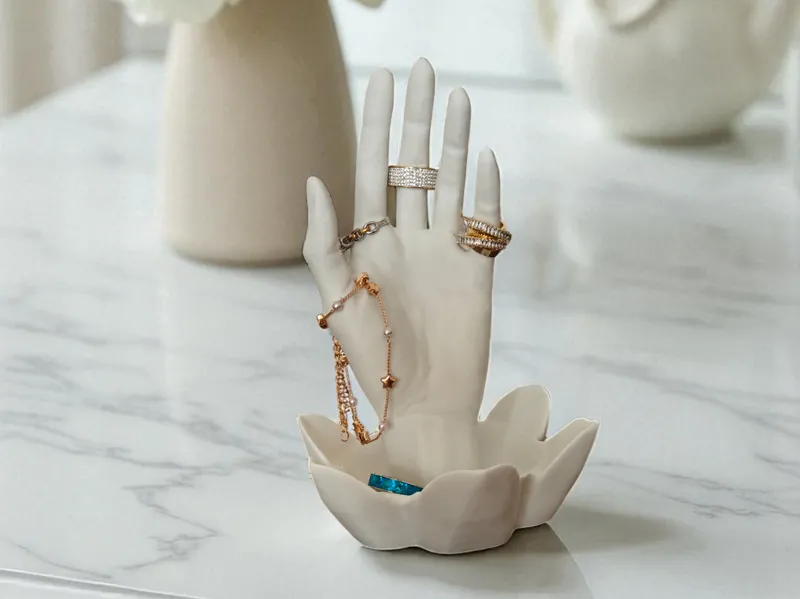 Hand-Shaped Jewelry Stand/Display with Lotus Bowl