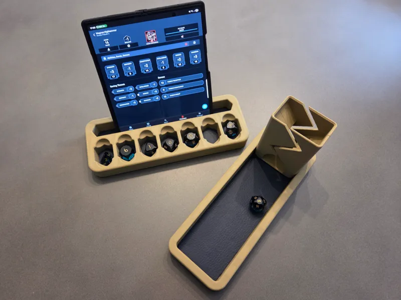 Wood Effect DnD Dice Tray & Folding Dice Tower