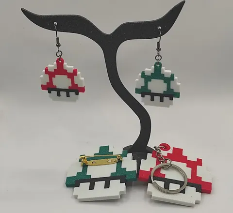 Retro Pixel Toad - Earrings, keychain, button